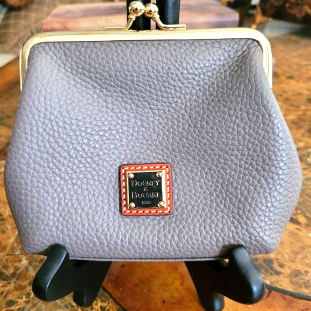 Dooney & Bourke Gray Pebbled Leather Kisslock